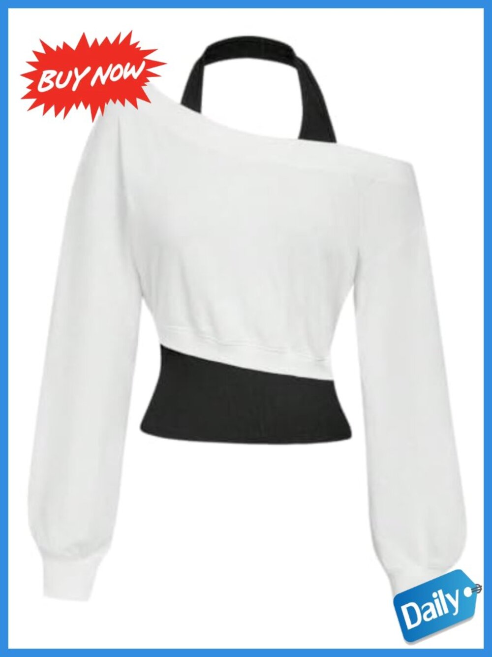 Off The Shoulder Sweatshirt Asymmetrical Halter Crop Top Pullover